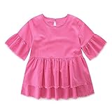 (プタス)Putars ベイビー服 子供服 女の子 Tシャツ フリル袖 タッセル付き ホットピンク 可愛い オシャレ スポーツ 運動会 通園 旅行 記念日 プレゼント 2-6歳