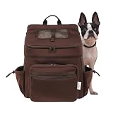 [citydog] ネオプレーンバックパックキャリー 【軽量/丸洗いOK/たっぷり収納/飛び出し防止/クッション底板】 犬用 （超小型犬/小型犬/中型犬）おしゃれ リュック 通気性 散歩 交通機関 お出かけ アウトドア (旅行 通院 避難) シティドッグ sm-brown