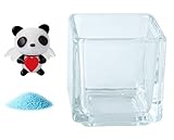 花市場直送便 ミニチュアガラス ぱんだ天使 & カラーサンド スカイブルー & 植え込み用グラス ニューブロックS