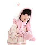 Snone可愛い キッズ帽子 マフラー 手袋セット フード付きマフラー フード付きスヌード 手袋付き 子供 可愛い ウサギ 耳付き マフラー モコモコ 厚手