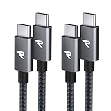 RAMPOW USB C ケーブル 2本セット 1m+1m グレー PD3.0 60W急速充電 高耐久ナイロン iPhone/MacbookなどType C対応