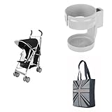 【セット買い】 Maclaren Strollers Globetrotter ブラック/ホワイト + カップホルダー + マガジントートバッグ