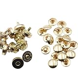 KUKU工房 両面カシメ式 マグネットホック マグネットボタン レザークラフト 材料 金具 10組セット (14mm, ライトゴールド)