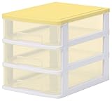 サンコープラスチック 小物収納3段 ストッキー 幅26.4×奥35×高28cm ソフトイエロー