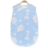 Belka　Smile　選べる７種　ガーゼ　綿　ベビー　キッズ　子供　赤ちゃん　プレゼント　出産祝い　スリーパー　通気性　防寒　きりん　水色　L