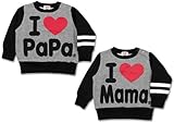 【I lovePaPa&Mama】アイラブパパ&ママビッグプリント起毛トレーナー80cm/90cm/95cm/100cmグレー(袖ブラック) 80cm パパ