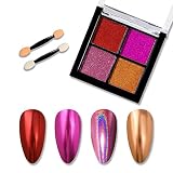 ALLMIRA ミラーネイル パウダー 4色パレット ミラーパウダー オーロラパウダー ジェルネイル セット 固形 ゴールド レジン ネイルパーツ ソリッド 金 ピンク6色(ミラーパウダー 05)