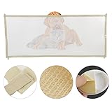 ペットリトラクタブル安全ガード、ポータブル折り畳み式ベビーセーフティゲート、ペットゲートドアフェンス、階段、扉などの通気性エンクロージャ(ベージュ)