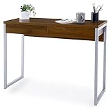 パソコンデスク 北欧 デンマーク産 デスク 机 引き出し 2杯 スチール脚 木製 幅102cm ウォルナット