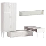 arne テレビ台 キャビネット ウォールシェルフ 完成品 日本製 配線収納 3点セット T-003 T3H-cabi WallBox F-1200 ホワイトウッド