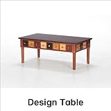 桐製のリビングテーブル グラデーションタイル調デザイン