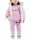 ISSDEM(イッスデン) 子供服 ベビー服 女の子 男の子 ミッキーマウスのパターン ミッキーの耳 3点セット 子供服 人気 長袖 秋冬 厚手 防寒 可愛い 運動着
