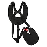 Asixx　草刈機　刈払機用　肩掛けバンド　ハーネス　ダブルショルダーハーネス　 ナイロン製　腰当て　調整可能　農業器具　芝刈り機ハーネス　ベルト　ブラック