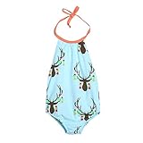 Cutelove 子供服 水着 カバーオール 夏 エルク柄 女の子 ガールズ キッズ 赤ちゃん 可愛い スリング ロンパース おしゃれ みずぎ 素敵