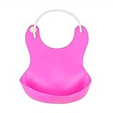 油が落ちるシリコンビブ食洗機で洗える シリコン100%のやわらかビブ 6ヵ月~3歳 BB (ローズレッド)