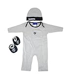 リーボックNFL赤ちゃんのOakland RaidersギフトセットDaywearカバーオール、帽子、テディ、ブーティ0 – 3 Months