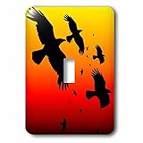 3drose LSP _ 78713 _ 1 Ravens on aレッドsky-動物、鳥、鳥、カラス、ハロウィン、神話、神話、神話、Raven Single切り替えスイッチ