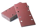 IROKCAKPT オービタルサンダー ペーパー #320番 中目 紙ヤスリ 93x186mm マジック式 サンドペーパー 電動サンダー用ペーパー 吸塵8穴付 マジックテープ・クランプ兼用タイプ,金属 木工 塗装仕上げ DIY作業に（30枚入）
