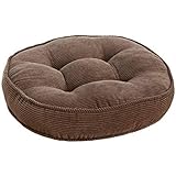 Baibu Home 座布団 丸型 クッション 40cm 厚さ7cm 床用 ざぶとん 円型 座り心地いい 座布団 無地 シートクッション 瞑想 コーデュロイ生地