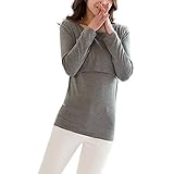 Spinas(スピナス) 授乳服 トップス 長袖 カットソー シンプル 無地 ボーダー 着回し力が高い 産後 用 産後用 授乳口 クロスオープン ブラック グレー ピンク （グレー、XXL）