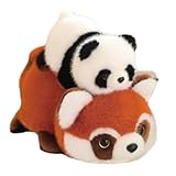 かわいいリバーシブルぬいぐるみ、両面パンダぬいぐるみ、茶色のレッサーパンダのぬいぐるみに変身し、レッサーパンダとジャイアントパンダのリバーシブルぬいぐるみ、柔らかくふわふわのフィジェットぬいぐるみ、子供、大人用