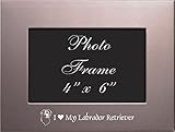 4x6 Brushed Metal Picture Frame-I love my Labrador Retriever-PNK by LXG, Inc.