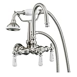 Barclay 4022-PL-SN Gooseneck Tub Wall Mounted Faucet with Hand Shower [並行輸入品]