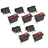 SODIAL(R) 10ｘ3ピンSPST　赤のネオンライト　オン/オフロッカースイッチ　AC 250V/10A 125V/15A