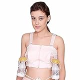 RONGTONGDA ハンズフリーブラジャー 前開き　　授乳ブラ ブラストポンプブ 搾乳機能付ブラジャー フリーの割れ乳首用ニップルクリーム 乳首 乳頭 吸引 妊娠 授乳 (M, ピンク)