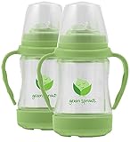 green sprouts Glass Sip 'n Straw Cup,4 ounce,2 Pack: Light Lime by green sprouts