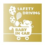 デザイン工房ＳＩＧＮＳ 車ステッカー Baby in car 8 綺麗にはがせる 車 ステッカー 熊 風船 ベビーカー ゴールド