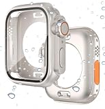 【3in1】 electro japan Apple Watch用 フルカバー カバー Series 4/5/6/7/8/9/SE /40/41/44/45mm対応 ケース 本体 全面保護 アップルウォッチ44mm 3in1 背面 ガラスフイルム 側面カバー 新型ケース スポーツ Apple Watch 6 防水ケース フイルム 互換性有り おしゃれ (スターライト（防水）, 41mm)