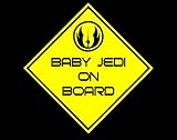 Baby Jedi Onボード( 6 " x 6 " )イエローDie Cutデカールバンパーステッカーfor Windows車、トラック、ノートパソコン、など。