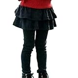 キッズ用ガールズ用フリル付きウエストゴムフリース裏地レギンスwith Tutuスカート US サイズ: 120 カラー: グレー