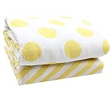 juDanzy 100% Cotton Swaddle Set of 2 Large 45X45 Muslin Baby Girl or Boy Blankets (Sunshine Chevron)