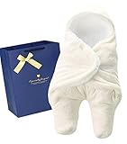 Mille Ti Rana 新生児 赤ちゃん おくるみ 出産祝い お出かけ 寝かしつけ ボア スリーパー ギフトバッグ (白)