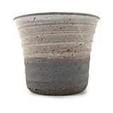 信楽焼 植木鉢 白釉掛分ソリ深 4号鉢 鉢幅11cm×高さ9cm 盆栽鉢 陶器鉢 盆栽妙