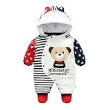 Zhhlinyuan ロンパース カバーオール Newborn ベビー Boy Girl Infant Thicken Long Sleeve Hooded Romper Jumpsuit Bodys