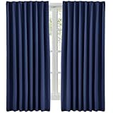 Hansleep カーテン 1級遮光 幅150cm×丈178cm 2枚組 ネイビー 断熱 防寒 防音 省エネ 厚手 無地 おしゃれ 洗える 
