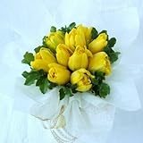 KOBE Flower smith ReiRi　珍しい八重咲きチューリップだけで束ねたそのまま飾れるスタンドブーケ イエロー 送料無料