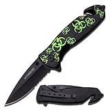 マスターカトラリーz-hunter 4.75-inchフォルダナイフとアルミニウムハンドル、ブラック/グリーン