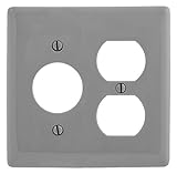 Bryant Electric NP78GY 2-Gang 1-Single Receptacle Opening Nylon Wallplate, Standard Size/1.40'/35.6m