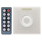 DC 12-24V 8A PWM LED Dimmer Controller with 12-key Wireless IR Remote for LED Cabinet Light, Strip L