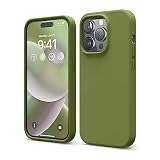elago iPhone 14 Pro ケース 液状シリコンケース 全面保護カバー 耐衝撃 スリム携帯電話ケース 擦り傷防止 ソフトマイクロファイバー 裏地付き 6.1インチ (シーダーグリーン) ES14SC61PRO-CGR