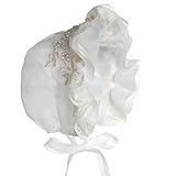 Hanakimiレース刺繍Closed Backロイヤルベビーボンネットハンドメイドkm067 US サイズ: S カラー: ホワイト