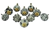 Karmakara Set Of 10 Black & White Floral Ceramic Cupboard Cabinet Knobs Drawer Pulls Small 1.5" Diam