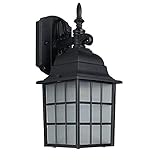 Sunset Lighting F7818-31 Outdoor Wall Sconce with Textured Frosted Glass, Black Finish [並行輸入品]