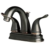 Builders Shoppe 2022TB Two Handle Centerset Lavatory Faucet with Pop-Up Drain, Oil Rubbed Bronze Fin