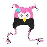 Housweety多色カラー ふくろう デザイン！ ベビー 耳付き ニットキャップ ニット帽 防寒帽　女の子 男の子 赤ちゃん キッズ ニット 冬帽子 子供服 （3ヶ月～4歳）ブラック