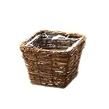 定番バスケット　ラタンカゴ　角タイプ　縦型鉢カバー　ナチュラル　3-1064　Rattan